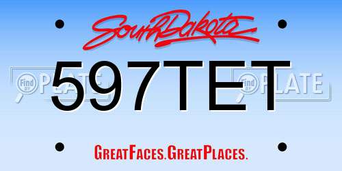 597TET South Dakota License Plate