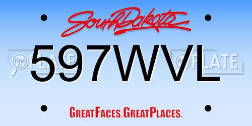 597WVL South Dakota License Plate
