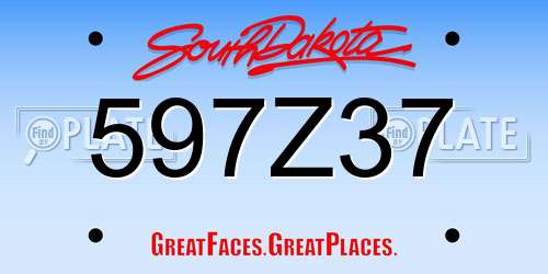 597Z37 South Dakota License Plate