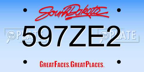597ZE2 South Dakota License Plate