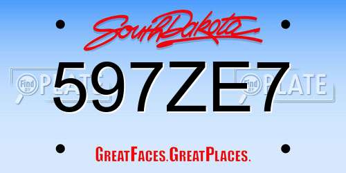597ZE7 South Dakota License Plate