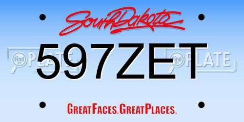 597ZET South Dakota License Plate