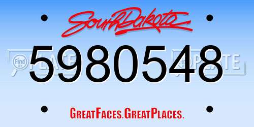 5980548 South Dakota License Plate