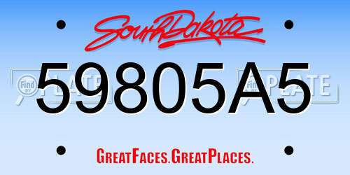 59805A5 South Dakota License Plate