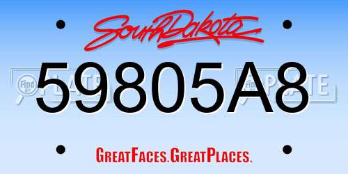 59805A8 South Dakota License Plate