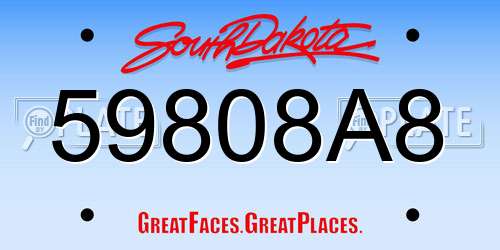 59808A8 South Dakota License Plate