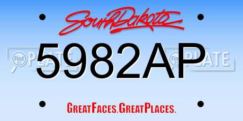 5982AP South Dakota License Plate