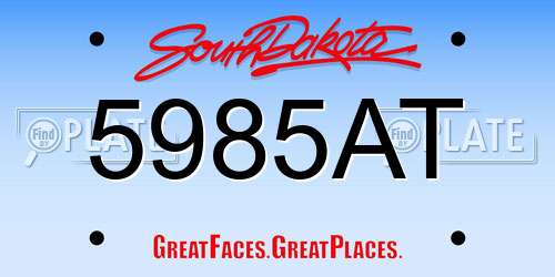 5985AT South Dakota License Plate