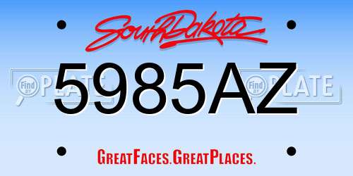 5985AZ South Dakota License Plate