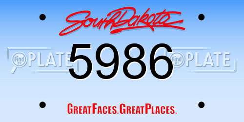 5986 South Dakota License Plate