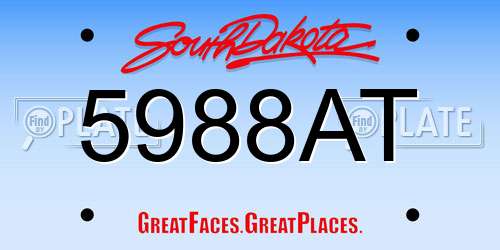 5988AT South Dakota License Plate