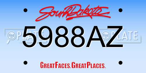 5988AZ South Dakota License Plate
