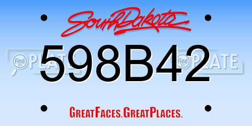 598B42 South Dakota License Plate