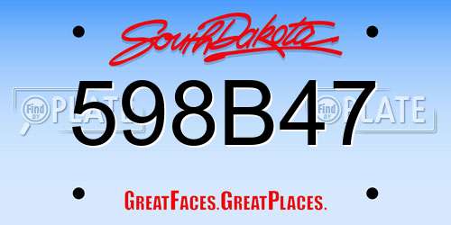 598B47 South Dakota License Plate