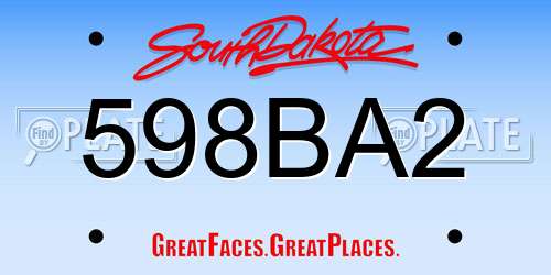 598BA2 South Dakota License Plate