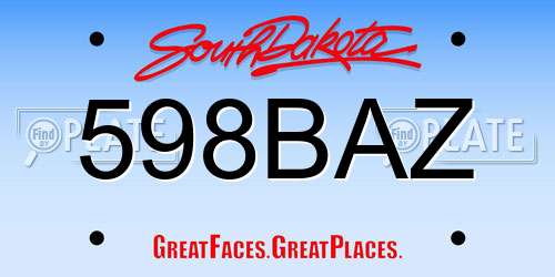 598BAZ South Dakota License Plate