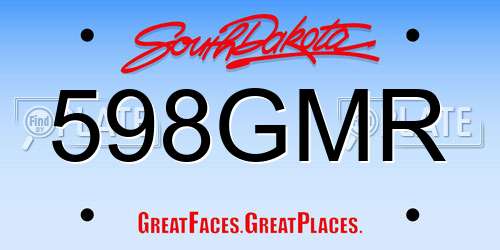598GMR South Dakota License Plate