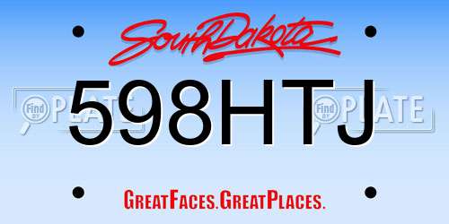 598HTJ South Dakota License Plate