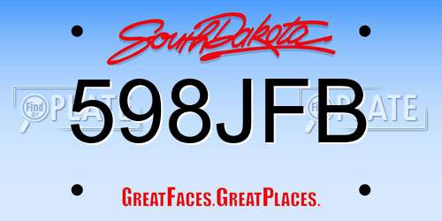 598JFB South Dakota License Plate