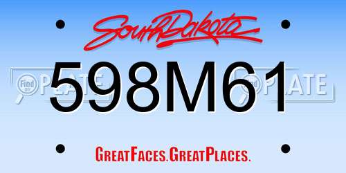 598M61 South Dakota License Plate