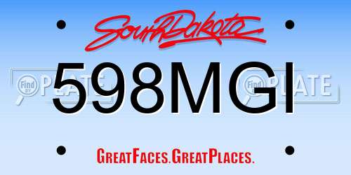 598MGI South Dakota License Plate