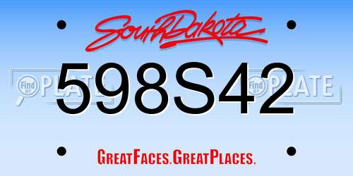 598S42 South Dakota License Plate