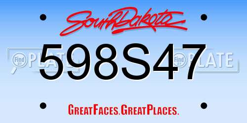 598S47 South Dakota License Plate