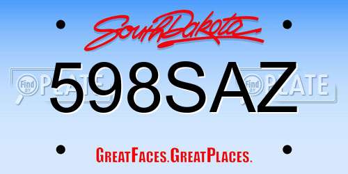 598SAZ South Dakota License Plate