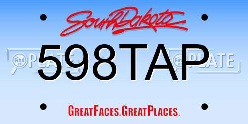 598TAP South Dakota License Plate