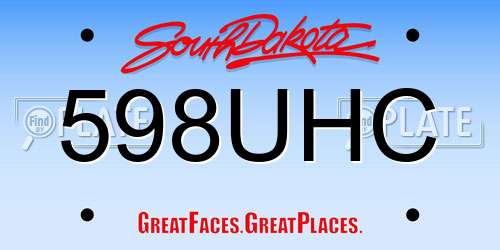 598UHC South Dakota License Plate