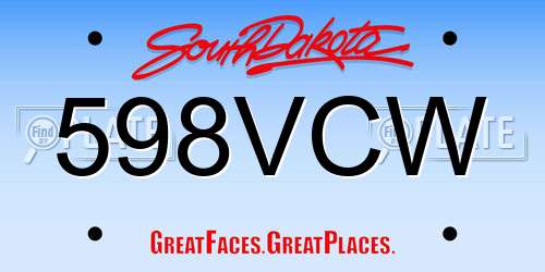 598VCW South Dakota License Plate