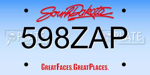 598ZAP South Dakota License Plate