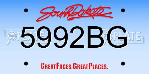 5992BG South Dakota License Plate