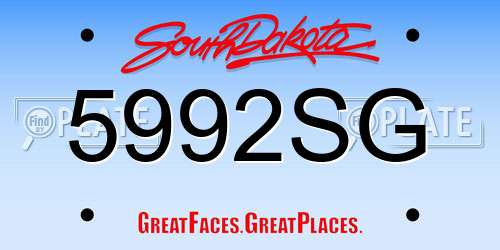 5992SG South Dakota License Plate