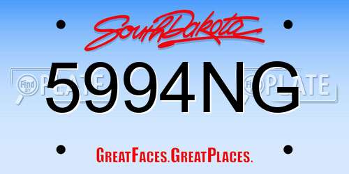 5994NG South Dakota License Plate