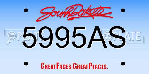 5995AS South Dakota License Plate