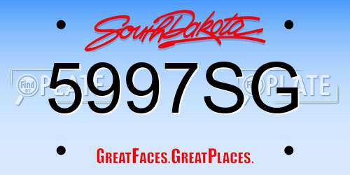 5997SG South Dakota License Plate
