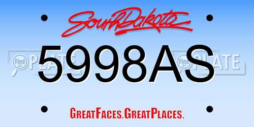 5998AS South Dakota License Plate