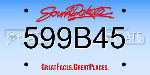 599B45 South Dakota License Plate