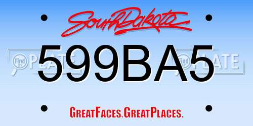 599BA5 South Dakota License Plate