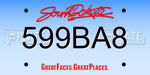599BA8 South Dakota License Plate