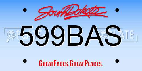 599BAS South Dakota License Plate