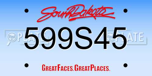 599S45 South Dakota License Plate