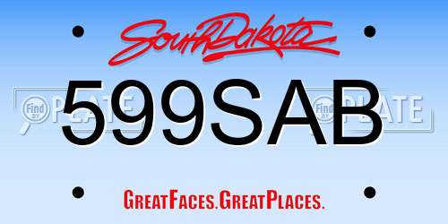 599SAB South Dakota License Plate