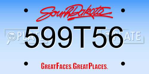 599T56 South Dakota License Plate