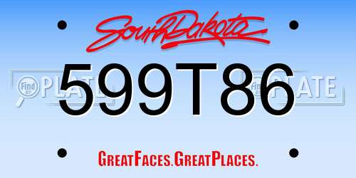 599T86 South Dakota License Plate