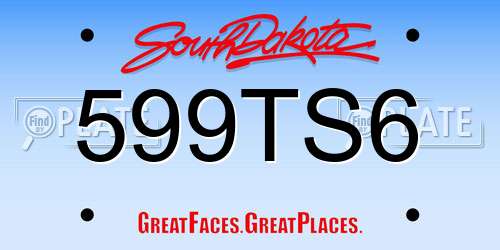 599TS6 South Dakota License Plate