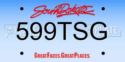 599TSG South Dakota License Plate