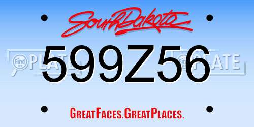 599Z56 South Dakota License Plate