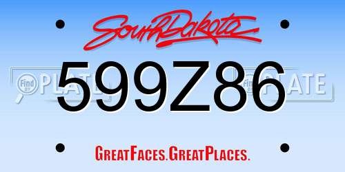 599Z86 South Dakota License Plate